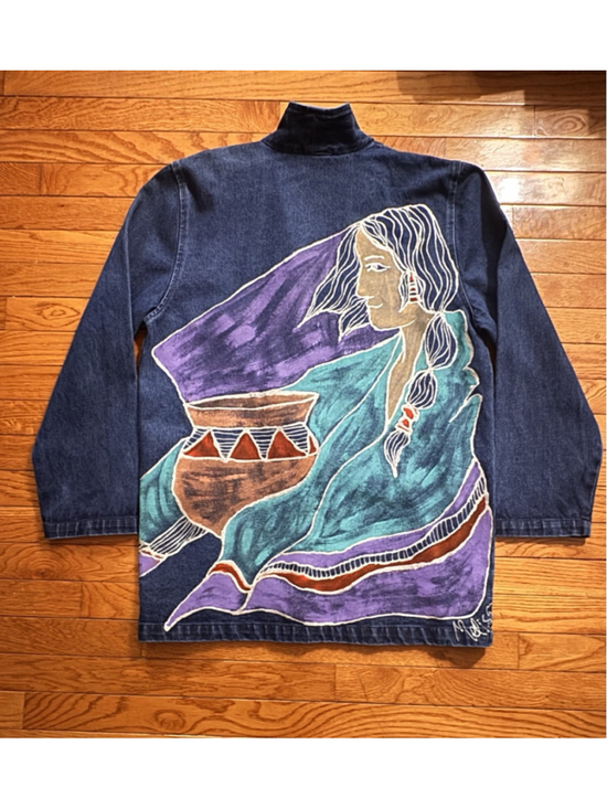 Typhoons by Melissa Jackets & Blazers - Vintage Hand Painted Denim Jacket Typhoons by Melissa-BOHO Southwestern NOS-MINT